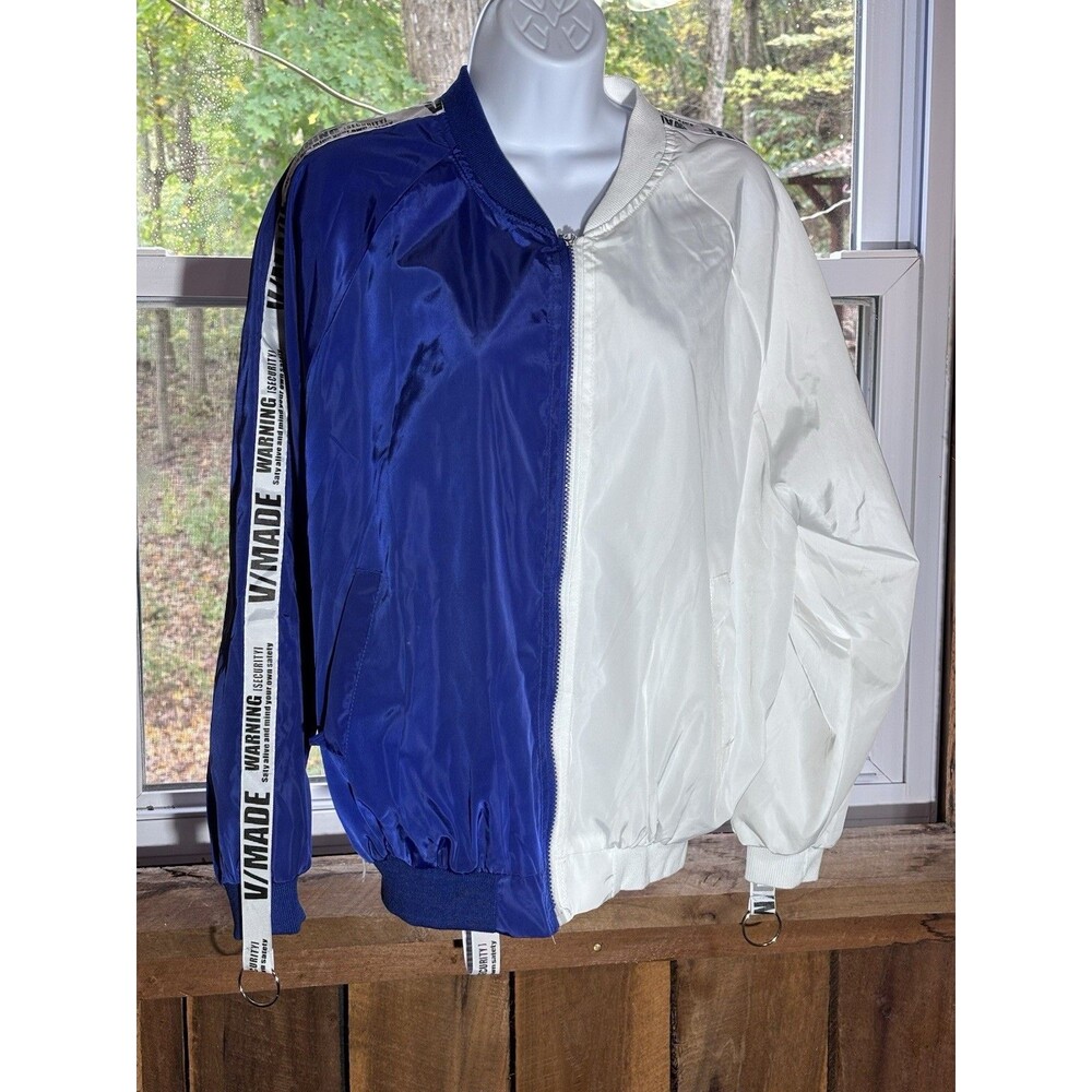 Vmade V-made Bomber Style Windbreaker Blue And White Jacket No Tags Inside